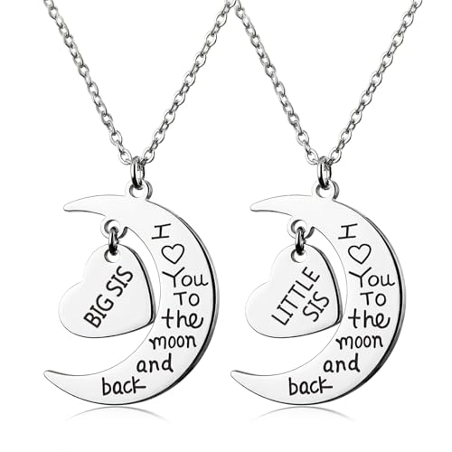 I Love You To The Moon and Back Womens Necklace for Daughter Sister,Heart and Moon Pendant Jewelry for Mom Grandma,Mothers Day Gifts for Women.
