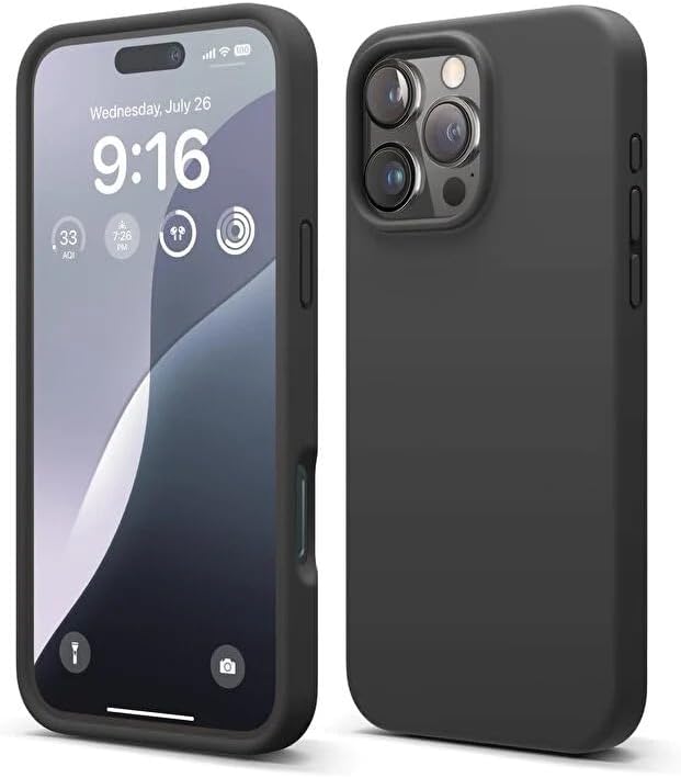 iPhone 16 Pro Max ile Uyumlu İçi Kadife Lansman Silikon Kılıf – Kamera Korumalı, Darbe Emici, Premium Yumuşak Kapak Siyah