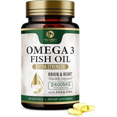 Omega 3 Fish Oil Pills 2400mg - Triple Strength Omega 3 Fish Oil Supplements - Best EPA & DHA Fatty Acids for Brain & Heart Health Support, Natures Omega3 Supplement, 60 Day Supply - 120 Softgels