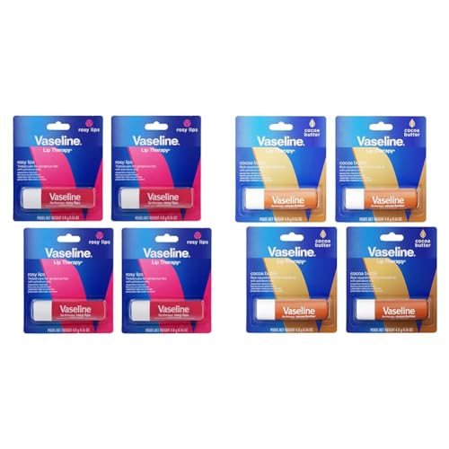 Vaseline Lip Therapy Care Rosy, Fast-Acting Nourishment, Ideal for Chapped & Lip Therapy Care Cocoa Butter, Fast-Acting Nourishment, Ideal for Chapped, Dry, Cracked, or Damaged Lips