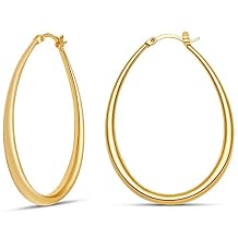 MILLA Oval Hoop Earrings - 14K Gold Plated, Rose Gold Plated and Sterling Silver Plated Hoop Earrings for Women - Hypoallergenic & Lightweight