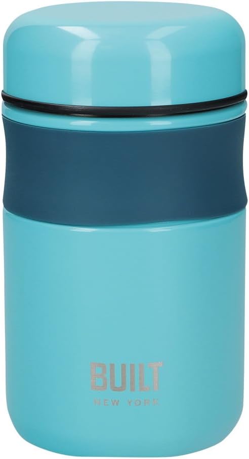Built Double Wall Vacuum Insulated Food Flask for Hot and Cold Foods, Stainless Steel, Teal, 490 ml, Retro