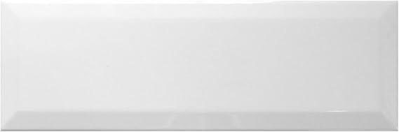 White Ceramic Beveled Subway Tile 4"x16" Glossy Finish for Kitchen Backsplash, Bathroom Wall, Shower Accent, Box Covers 10 Sq. Ft.
