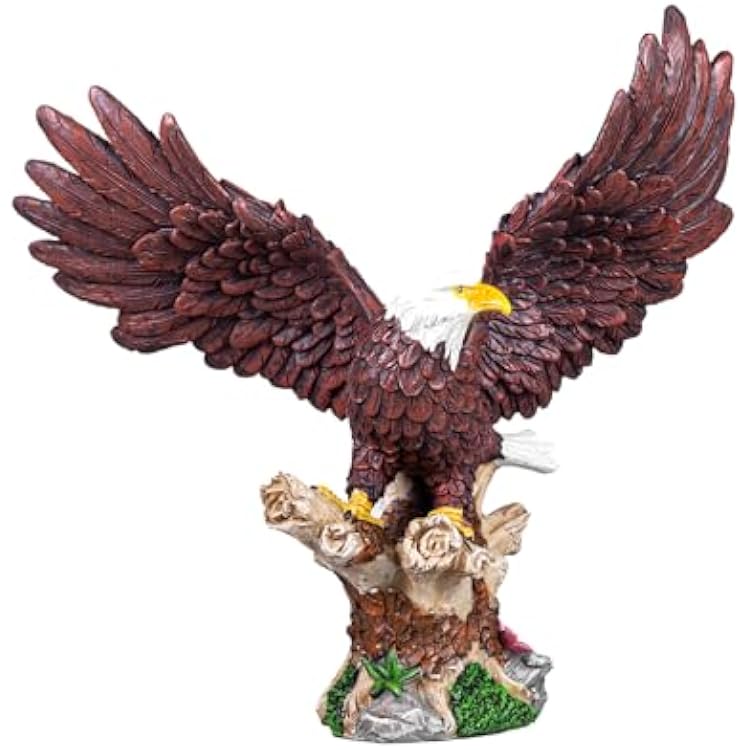 Bald Eagle Descending On Tree Branch Decorative Figurine As Patriotic Home and Office Decor Perching Eagles Wings of Glory American Emblem Freedom Statues and Figurines