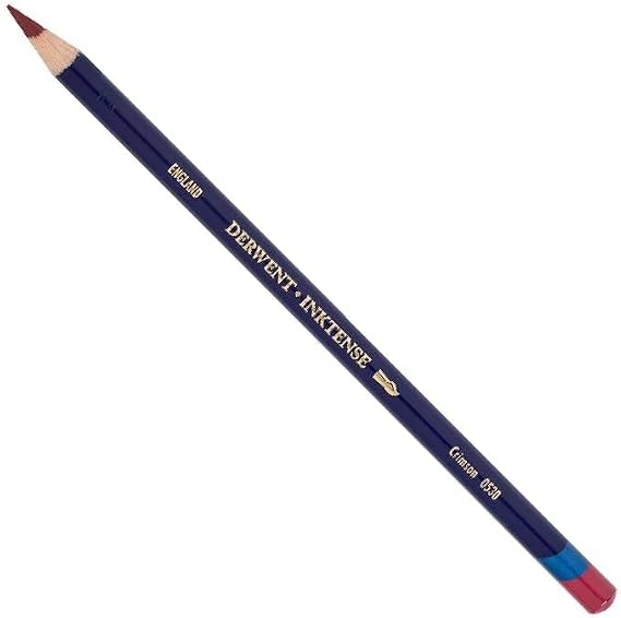 Derwent Inktense Permanent Watercolour Single Pencil, Crimson (0530), 4mm Premium Core Strength, Water-Soluble, Ideal for Drawing, Colouring & Painting on Paper & Fabric, Professional Quality