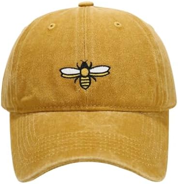 yolrdiw Funny Bumble Bee Hat Adjustable Cotton Embroidered Baseball Cap for Women Men Gifts