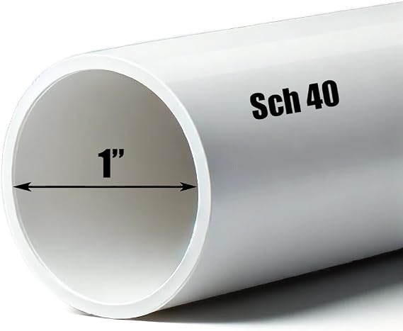 1 Inch Schedule 40 PVC Pipe Rigid White PVC Plumbing Pipe for Drainage, Pool & Spa, Cold Water Applications (1.315 Inch OD, 1.049 Inch ID) (12, Inches)
