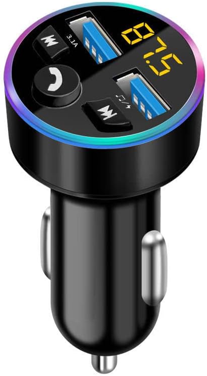 FM Transmitter, Bluetooth 5.0 Car Radio Audio Adapter MP3 Player With Dual USB Charger for Phone and Tablets
