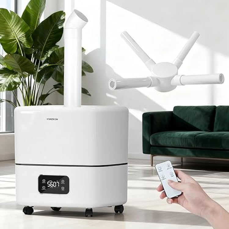 YOKEKON Humidifier Large Room 5000 sq.ft, 30L7.93Gal Commercial Whole House Humidifier, Top-Fill Humidifiers for home with Extension Tube, Ideal for Plants, Office, Warehouse & Greenhouse