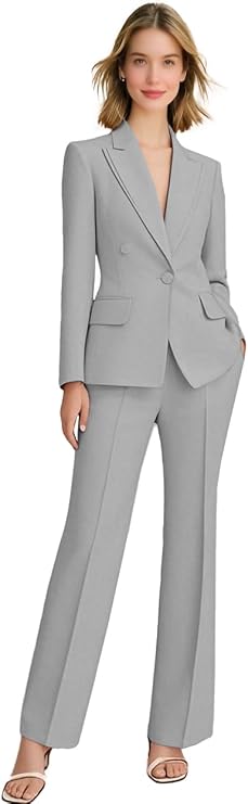 2 PC Womens Pant Suits for Work Professional Womens Suits 2 PC Set Dressy Business Formal Occasion