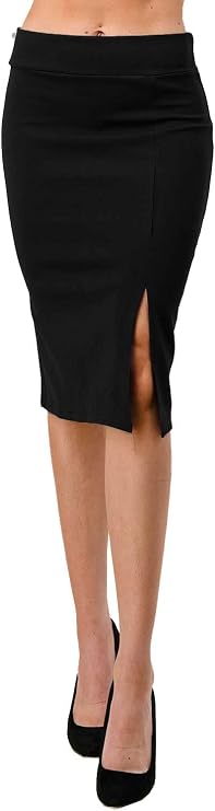 Women's Bodycon Midi Pencil Skirt Open Side Office Midi Skirt