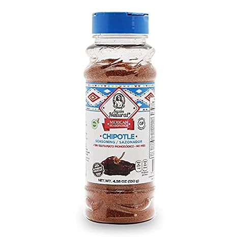 Sazon Natural Mexican Seasonings, spices for meat,chicken,soup and vegetable .Low Sodium and Gluten Free (Chipotle, Pack of 1)