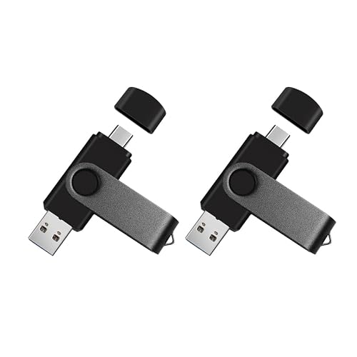 2-Pack 256GB Dual USB Flash Drive 2.0 - USB C & USB A 2-in-1 Thumb Drive for PC, Type C Phones,External Memory Stick for PhotosVideos