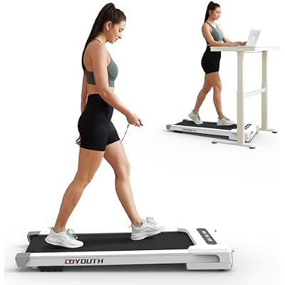 GOYOUTH 2 in 1 Under Desk Electric Treadmill Motorized Exercise Machine with Wireless Speaker, Remote Control and LED Display, Walking Jogging Machine for HomeOffice Use