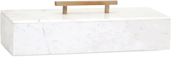 IMAX 82507 Keely Marble Lidded Box, White