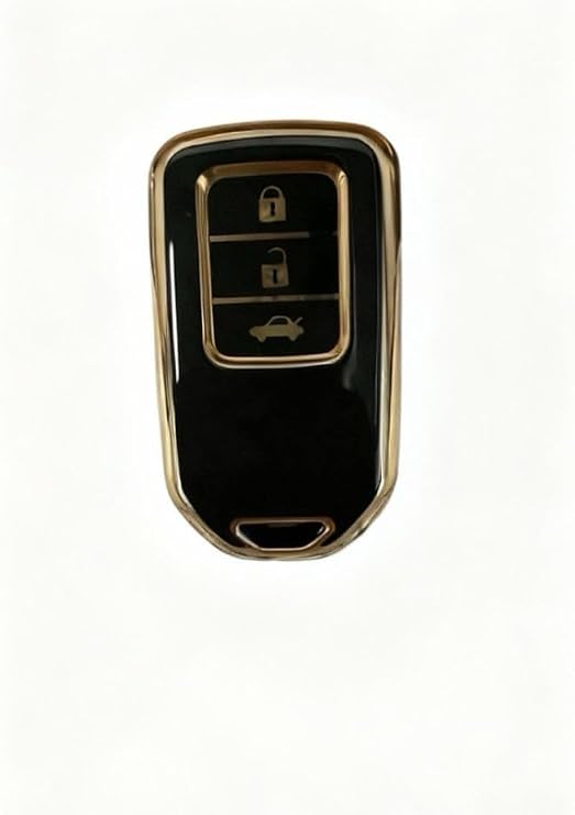 AutoHan Keys Honda Civic CRV Uyumlu Siyah Altın Nano Araba Anahtar Kumanda Kılıfı, Nano Yüksek Kalite