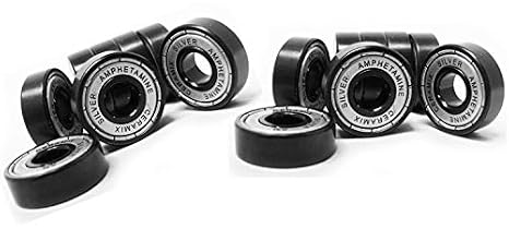 Amphetamine Inline Skate Speed Bearings Set of 16 Pre-Lubricated Silver Ceramic Double Shielded Bearing Pack for 8 Wheels