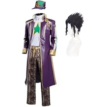 QAHEART Kujo Jotaro Cosplay Costume with Wig Purple Outfits Suits Full Set of Dress Up Uniform for Halloween Carnival Party