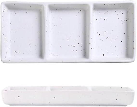 Dip Bowls Ceramic Sauce Dish Sushi Plate Divide Meals Trays Beauty Flow Color Porcelain Tableware Sauce Dish(White)