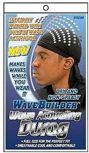 WaveBuilder Premium Hair Wave Activating Durag, Black