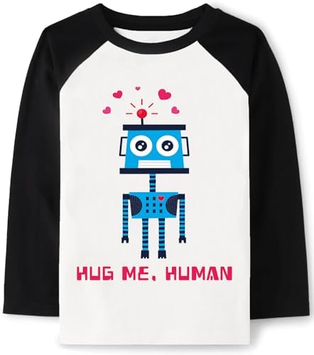 Tkria Boys Girls Valentine Shirts Raglan Long Sleeve Monster Truck Dinosaur Candy Love Heart Tops for Kids 2-10T