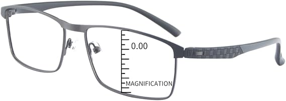 ProEyes Bootes,Progressive Multifocal Blue Light Blocking Lightweight Readers, Anti-Reflective Resin Lens, 0 Power on Top Lens (Gun, 1.00 x)