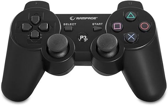 Rampage SG-RPS3 Siyah PS3 Bluetooth Kablosuz Oyun Kolu, Çift Titreşimli Joypad, Analog Dual Shock 12 Tuşlu Gamepad, PlayStation 3 Uyumlu Şarjlı Controller, Şarj Kablosu Dahil