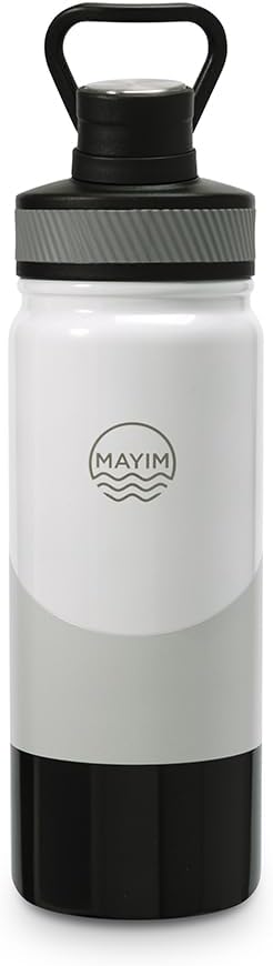 Mayim Chill Flow 22 Oz Stainless Steel Sports Insulated Water Bottle with Straw, Travel Tumbler with Handle, Hot or Cold Leakproof Gym Water Bottle -White/Grey/Black