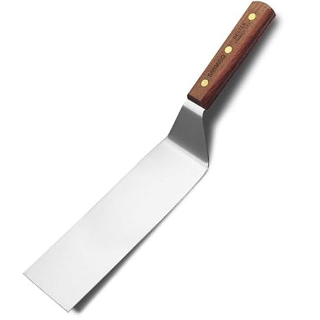 Dexter-Russell 8 x 3" Hamburger Turner with Square End | S8698SQ-PCP | Natural Rosewood Handle | Beveled Edges for Easy Cutting & Scooping | Durable Brass Rivets | High-Carbon Stainless Steel Blade