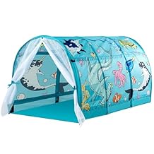ANC POP Bed Tent for Kids with LED Strip Lights 55'' x 41'' x 31.5'' Toddler Bed Tent Foldable Game House for Children Play Tents for Girls Boys Sleeping Canopy Playhouse (Dark Blue - Space)