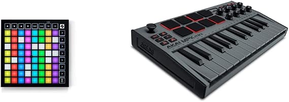 Novation Launchpad Mini [MK3] + AKAI Professional MPK Mini MK3 - Portable MIDI Controllers for Music Production