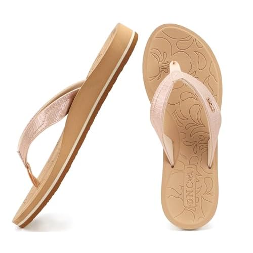 ONCAI Womens Flip Flops Comfortable Summer Beach Thong Sandals for Women with Cushion Walking Arch Support Yoga Mat Indoor Outdoor Soles