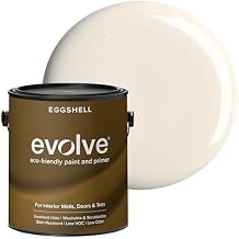 EVOLVE Interior Paint & Primer, Eggshell (Coconut Cream), 1 Gallon One-Coat Coverage, Excellent Hide, Low VOC, Low Odor, Washable Paint for Walls, Doors &Trim - Ideal for Interior of the House