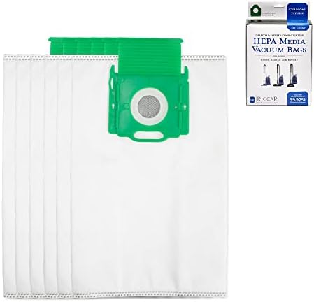 Riccar Prima HEPA Canister Vacuum Cleaner Bags, Charcoal-Infused Green, Six Bags Included, RCHC-6