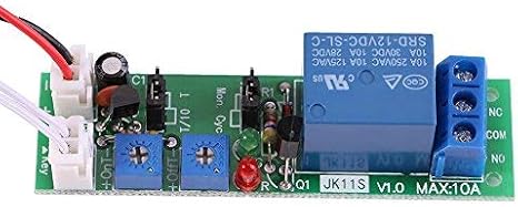 Walfront DC 5V 12V 24V Cyclic Timer Module Relay On/Off Delay Timer (DC12V 0-120min Green)