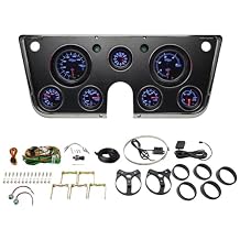 GlowShift 7-Gauge Diesel Swap Cluster Package Fits Chevy C10 1967-1972 - Black 7 Color Speedometer, Diesel Tach, Oil Pressure, Water Temp, Fuel Level, Clock & Volt Gauges - Direct Fit Dash Panel Pod