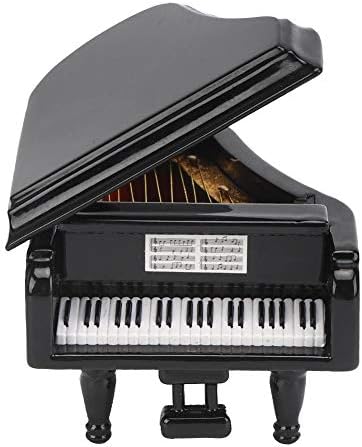 Miniature Black Grand Piano, Basswood Dollhouse Furniture, Musical Instrument Model for Living Room Accessories
