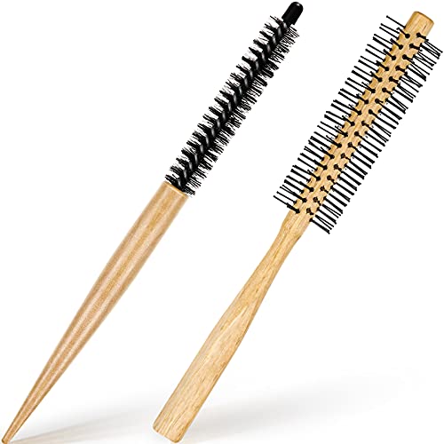 2 Pieces Small Round Brush Roller Comb Small Round Comb Brush Round Hair Brush Styling Hair Brush Salon Hairdressing Brush for Women Short Hair Bangs Adjustment Curly Hair Styling Natural