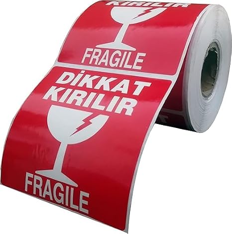 100x100 MM DİKKAT KIRILIR ETİKETİ 500 ADET (10 cm X 10 cm)