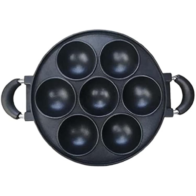 7-Hole Cast Iron Omelette Pan Non-Stick Cooking Pot Breakfast Egg Cooking Pie Cake Mold Kitchen Cookware Omelette Pans Nonstick Flip