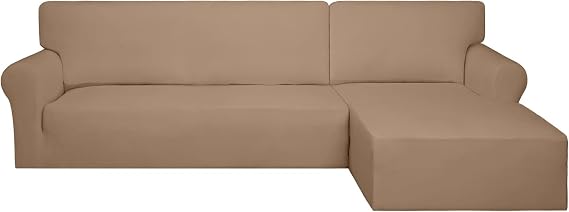 PureFit Stretch Sectional Couch Covers 2 pcs Non Slip L Shape Sofa Cover