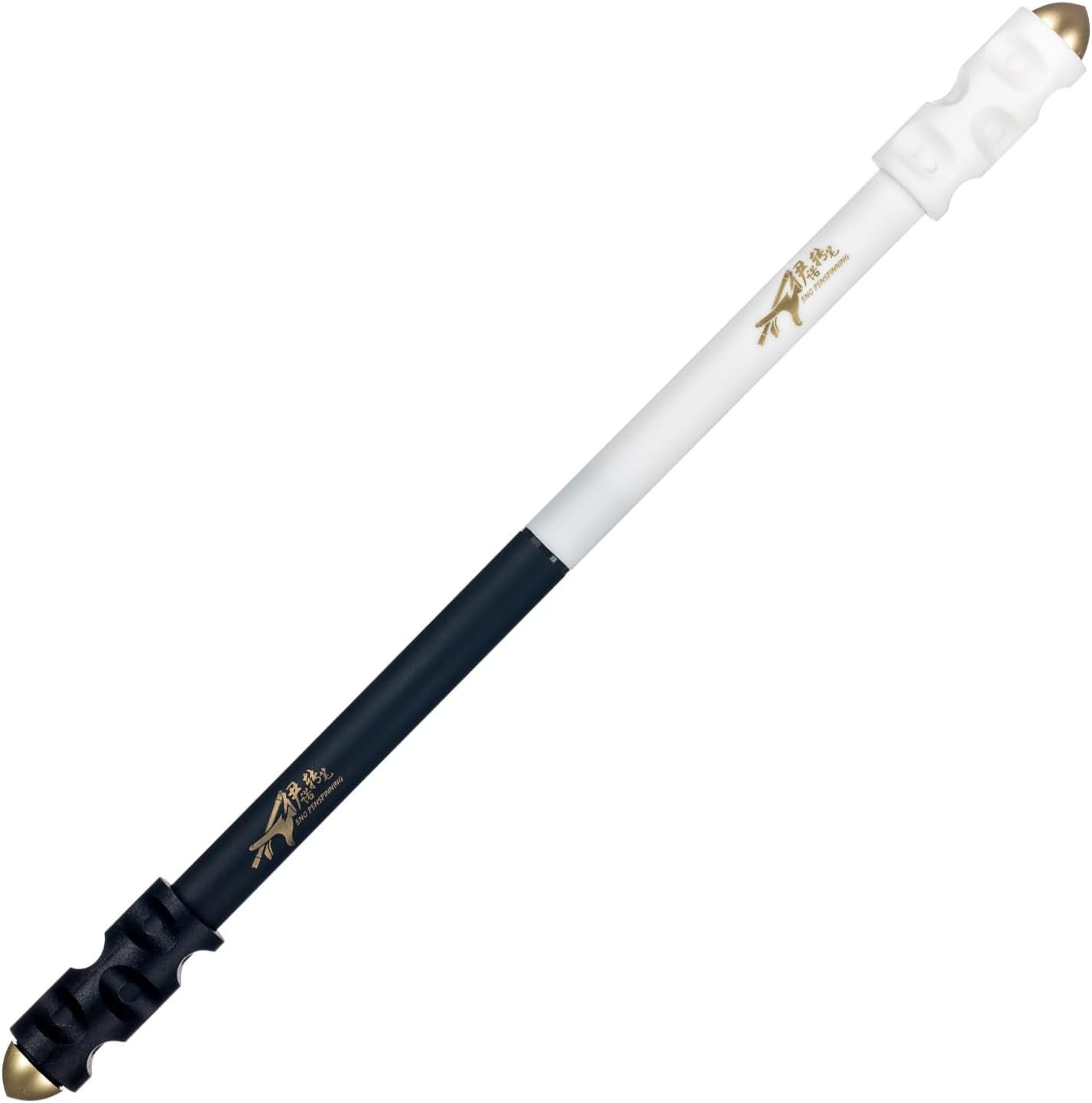 Pen Spinner Dedicated Pen, Shiku, For Beginners, Practice, Games, Power Skills, Easy Turn, Rubber Shaft Black  White