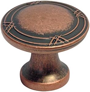5 Pack Antique Copper Machined 1-1/4" (33mm) Diameter Kitchen Cabinet Drawer Hardware Ribbon & Reed Round Knobs 8863-33