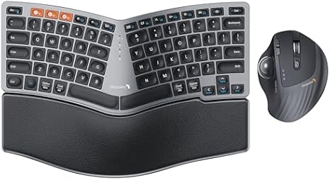 ProtoArc EK04 Mini Ergonomic Keyboard and EM01 NL Trackball Mouse