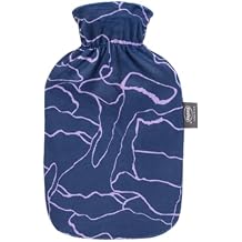 Fashy Hot Water Bottle with Printed Fleece Draw, 2.0 L, Purple