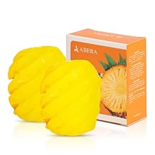 ABERA Pineapple Soap Bar Fruit-Shaped Decorative Soap for Bathroom Decor or Spa Vibes Tropical Moisturizing Vegan Body Cleanser, Unique Hand Soap Gift Set, 2 Pack (4.6 oz Total)