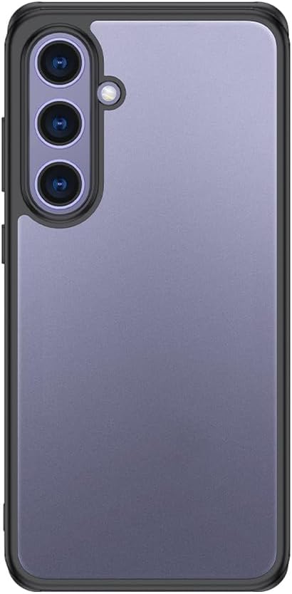 Coverzone Samsung Galaxy S25 ile uyumlu Kamera Korumalı Şeffaf Pürüzsüz Arka Yüzey Z-New Roll Kapak Parmak izi Yapmayan Samsung Galaxy S25 için kılıf Siyah