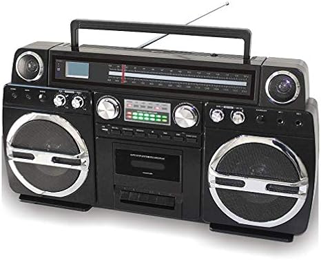 TechPlay Monster B 1980S-Style Boom Box CD Player, Cassette Player/Recorder, AM/FM, USB, Bluetooth Speaker with Built-in Rechargeable Battery...