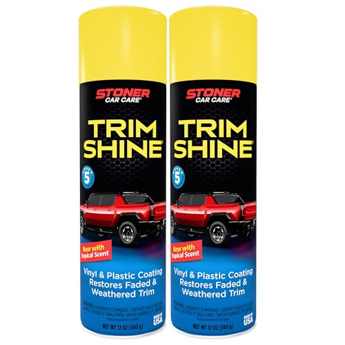 Stoner Car Care 91034-2PK Trim Shine Black Trim and Plastic Restorer for Cars Vinyl and Plastic Trim Protectant Coating for Interior and Exterior Use Fast-Drying No Sling 12 oz Pack of 2