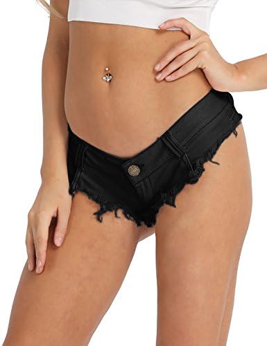 iEFiEL Womens Sexy Cut Off Low Rise Cheeky Mini Denim Shorts Thong Jean Shorts Beach Shorts Hot Pants